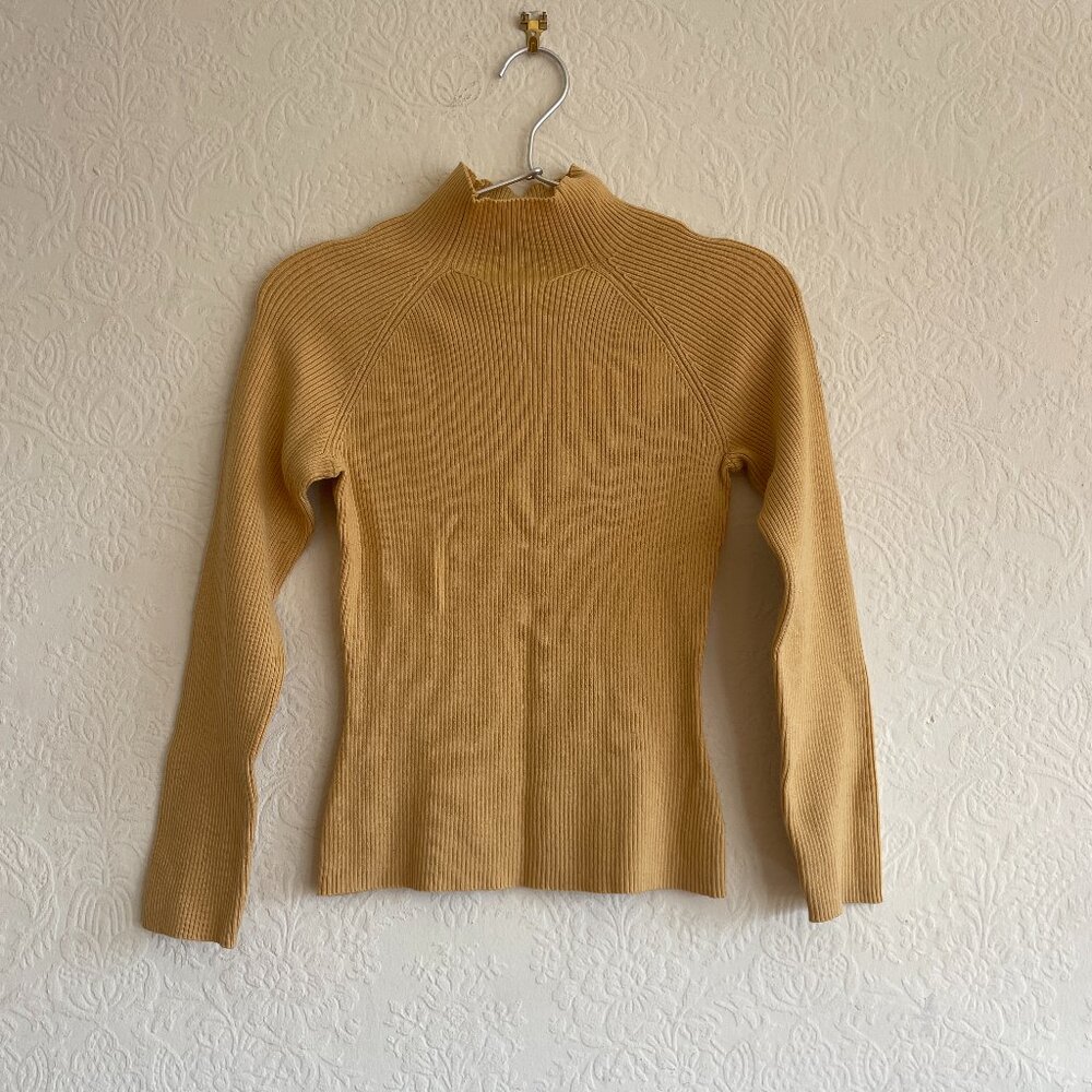 INC petite vintage ribbed mockneck sweater